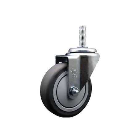 Service Caster 4 Inch Thermoplastic  Rubber Wheel Swivel 34 Inch Threaded Stem Caster Service Caster SCC-TS20S414-TPRB-34212